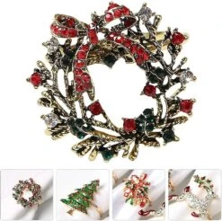 Rings Christmas Serviette Holder Holiday Napkin Ring Circle For Xmas Thanksgiving Party Supplies ( 12pcsgold )