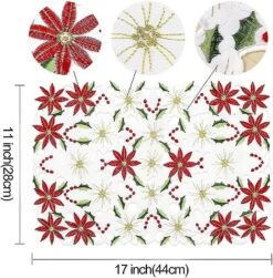 6pcs Christmas Holiday Placemats, Embroidered