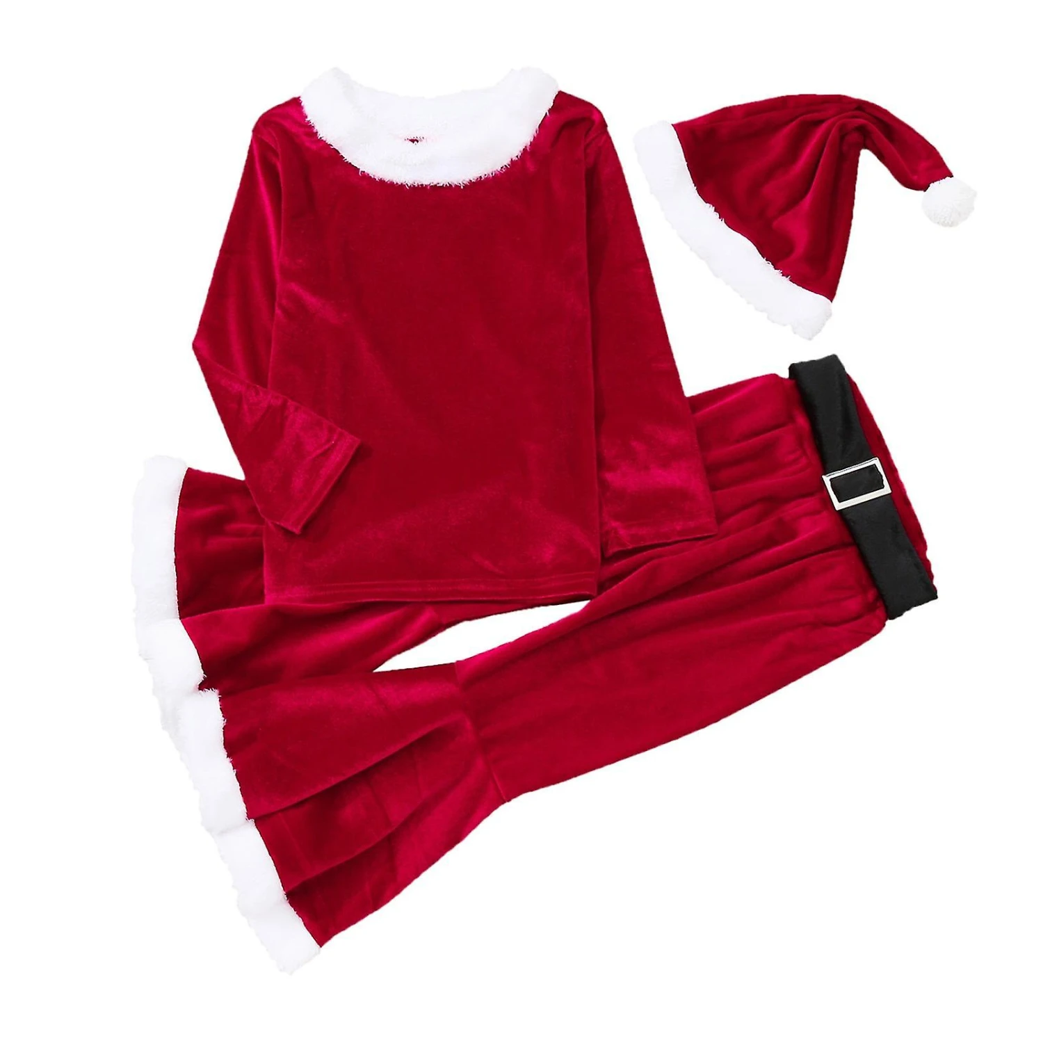 Christmas Costumes For Little Girls, Tops And Pants With Belts, Hats 2 Christmas Costumes For Little Girls, Tops And Pants With Belts, Hats - Billede 2