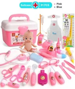 Kids Pretend Play Doctor Toy Set Nurse Role Act Game Simulation Medical Accessories Bag For Girls Education Toys Christmas Gifts 39pcs Ramdon Color