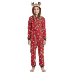 Matching Family Christmas Elk Pyjamas Zip Up Jumpsuit Xmas Hooded Sleepwear Adult Kids High Quality Kids