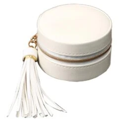 Round Travel Es, Small Ortable Travel Organizer Boxu Leaer Organizer Case For Rings Earrings Necklace Christmas New Year Party G @bugu White