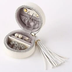 Round Travel Es, Small Ortable Travel Organizer Boxu Leaer Organizer Case For Rings Earrings Necklace Christmas New Year Party G @bugu White -Schmidt Butik 590244112 max
