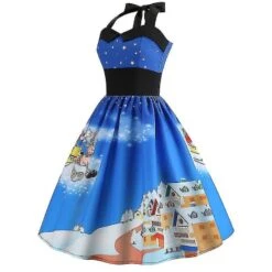 Women Christmas Retro Halter Neck Skater Dress Party Midi Swing Dress -Schmidt Butik 592752879 max