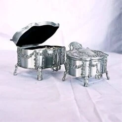Vintage Metal Alloy Box Ring Trinket Case Jewellery Organiser Storage Boxes Christmas Birthday Gift(1pcs, Silver) @bugu -Schmidt Butik 593496942 max