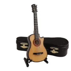 9cm Miniature Electric Guitar Replica With Box Stand Musical Instrument Model Ornament Christmas Gift Ecoration Kit @bugu Cutaway Folk Guita