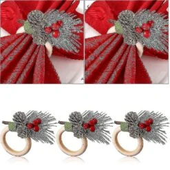 Christmas Napkin Ringsnapkin Rings Decor For Christmas Thanksgiving Birthday Party Supplies (cute Style, Wood) Bd