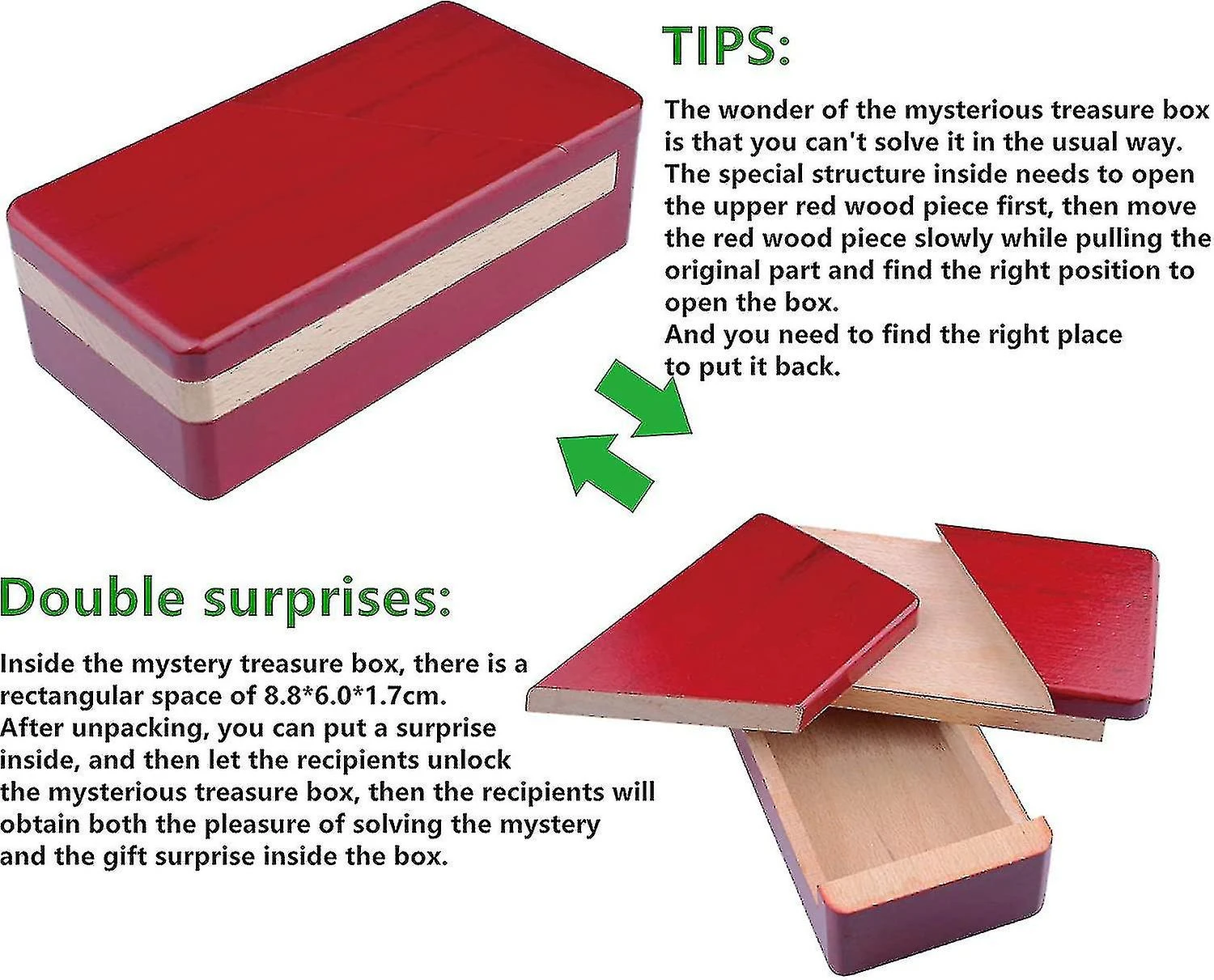 Wooden Puzzle Box Brain Teaser Secret Jewellery Gift Box For Christmas Surprise, 1 2 Wooden Puzzle Box Brain Teaser Secret Jewellery Gift Box For Christmas Surprise, 1 - Billede 2