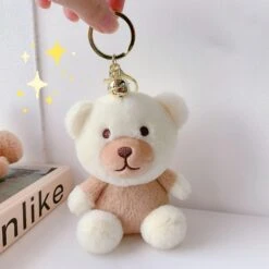 Milk Tea Bear Backpack Pendant Soft And Comfortable Fabric Gift For Christmas Birthday New Year White