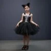 Kid Child Halloween Mesh Dress Cosplay Costume Carnival Christmas Party Sweet Cute Cartoon Animal Cat Stage Performance Suitblack Set 2 XXL