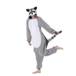 Raccoon Costume For Adults Animal Full Body Pajamas Halloween Christmas One-piece Kigurumi XL Light Grey -Schmidt Butik 774075698 max