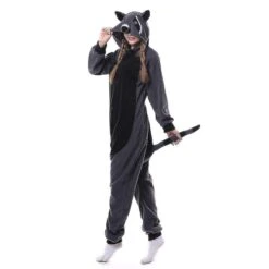 Raccoon Costume For Adults Animal Full Body Pajamas Halloween Christmas One-piece Kigurumi XL Light Grey