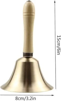 Extra Loud Solid Brass Handbell With Wooden Handle - Multi-Use For School, Church, Hotel, Christmas And Wedding Service (8cm) -Schmidt Butik 782831813 max