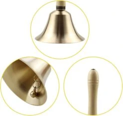 Extra Loud Solid Brass Handbell With Wooden Handle - Multi-Use For School, Church, Hotel, Christmas And Wedding Service (8cm) -Schmidt Butik 782831966 max