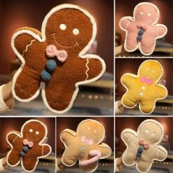 Cute Gingerbread Man Plush Pillow, 17 Inch Christmas Cartoon Toy For Kids, Soft Stuffed Doll Gift -Schmidt Butik 801287307 max