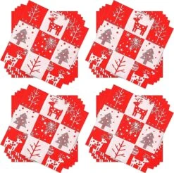 60pcs Disposable Christmas Napkins, Christmas Tree And Reindeer Cocktail Napkins Decorative, 33x33cm