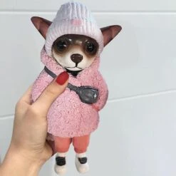 Standing Dog Doll Figurine Resin Statue Ornament Toy Home Decoration Christmas Gifts