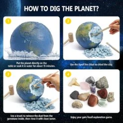 Solar System Gemstone Dig Kit Dig Up 13 Treasures Rocks & Fossils Space Toys For Kids Geology Christmas Gift
