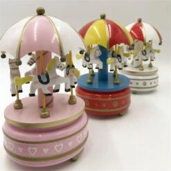 Creative Children's Christmas Gift Carousel Music Box Clockwork ToyWooden Crafts Classic A06