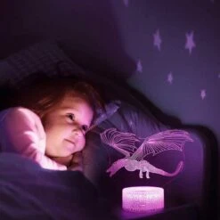 Boy's 3d Illusion Light Dragon Lantern 16 Colors With Smart Touch Remote Control Flying Dragon Nightlight Best Christmas Cream