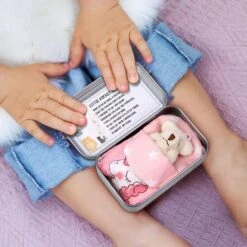 Pocket Hug Tiny Teddy Handmade Bear In A Tin Box Cute Plush Toy Christmas Gifts Beige