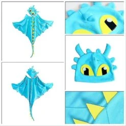 Dragon Costume Cloak Hat Toothless Dragon Costume Cape Christmas Halloween Costumes Cosplay Dinosaur Sky Blue