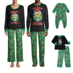 Christmas Family Grinch Pajamas Pjs Adult Kids Xmas Party Nightwear Pyjamas Sets#yyjfs210820
