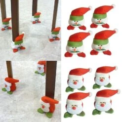 4pcs Christmas Chair Leg Cover Foot Sleeve Protector Xmas Decor Snowman