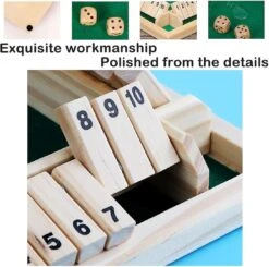 Shut The Box Dice Game , Wooden Family Math Game, Christmas Tabletop Toy And Pub Board Game , Wooden Board Game For Kids Adults (2-4 Players)