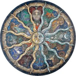 Wooden Jigsaw Puzzles- Round Zodiac Horoscope Unique Shape Wood Puzzle For Adults Kids, Best Gift For Christmas Family Game Play Collection