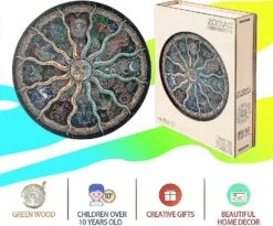 Wooden Jigsaw Puzzles- Round Zodiac Horoscope Unique Shape Wood Puzzle For Adults Kids, Best Gift For Christmas Family Game Play Collection -Schmidt Butik 910606906 max