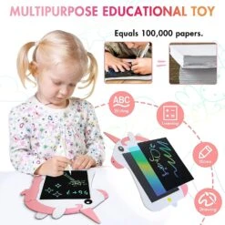 Lcd Writing Tablet For Kids, Unicorn Toddlers Toys Reusable Doodle Scribbler Board With Stylus, Educational Learning Drawing Pad Christmas Birthday Gi -Schmidt Butik 923649757 max