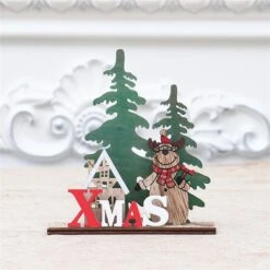3pcs Christmas Wooden Craft For Home Table Centerpiece Craft Christmas Gift New Year Decor