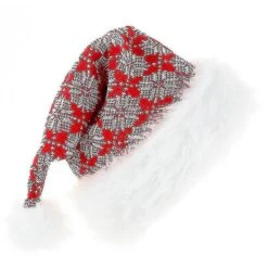 Adult Knitted Christmas Hat Snowflake Wavy Striped Fluffy Plush Santa Cap Cute Pompom Xmas Holiday Party Decoration -Schmidt Butik 931706564 max