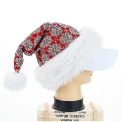 Adult Knitted Christmas Hat Snowflake Wavy Striped Fluffy Plush Santa Cap Cute Pompom Xmas Holiday Party Decoration