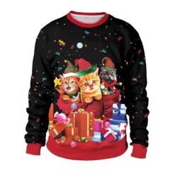 Christmas 3D Print Sweatshirt Loose Round Neck Long Sleeve Shirt For Women Men 2XL Round Neck 10 -Schmidt Butik 940779174 max