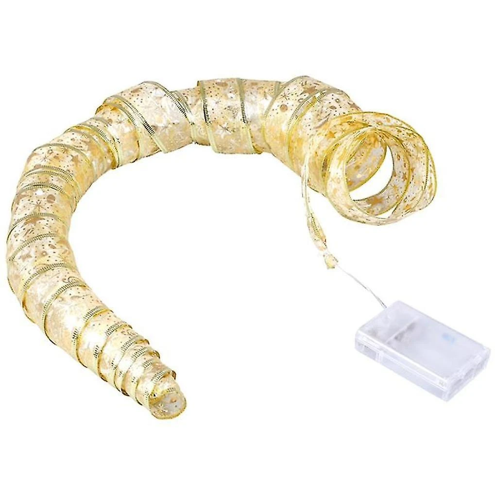 Christmas Tree Ribbon String Lights Battery Powered,gold 33 Ft 100 Led ,for Party Xmas Tree Holiday 5 Christmas Tree Ribbon String Lights Battery Powered,gold 33 Ft 100 Led ,for Party Xmas Tree Holiday - Billede 5
