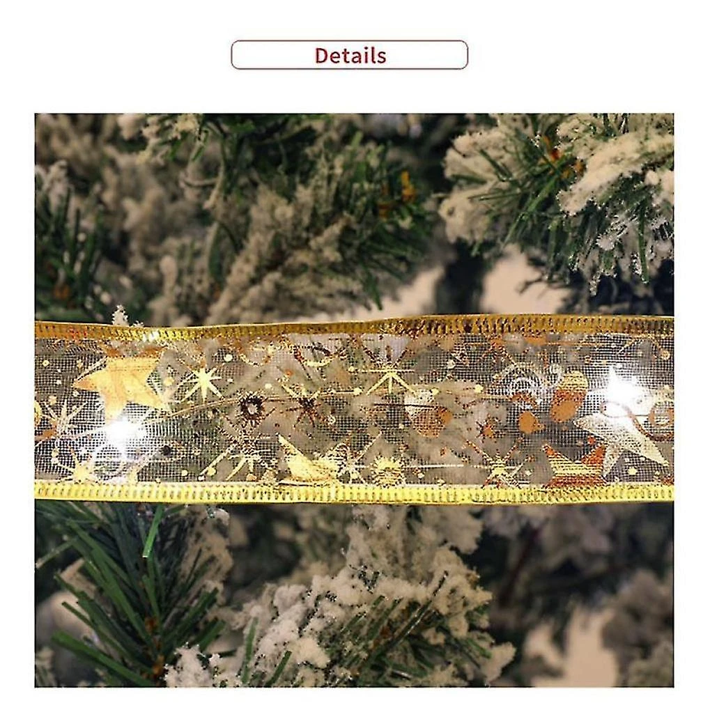 Christmas Tree Ribbon String Lights Battery Powered,gold 33 Ft 100 Led ,for Party Xmas Tree Holiday 3 Christmas Tree Ribbon String Lights Battery Powered,gold 33 Ft 100 Led ,for Party Xmas Tree Holiday - Billede 3