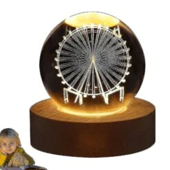 Glowing Planetary Crystal Ball Night Lights Usb Power Warm Bedside Light Christmas Globe Table Lamp With Wood Base E