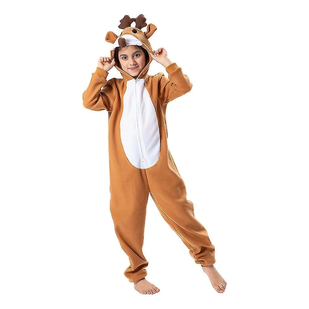 Christmas Children's Elk One-piece PajamasReindeer Costumes For Christmas Party Activities M 4 Christmas Children's Elk One-piece PajamasReindeer Costumes For Christmas Party Activities M - Billede 4