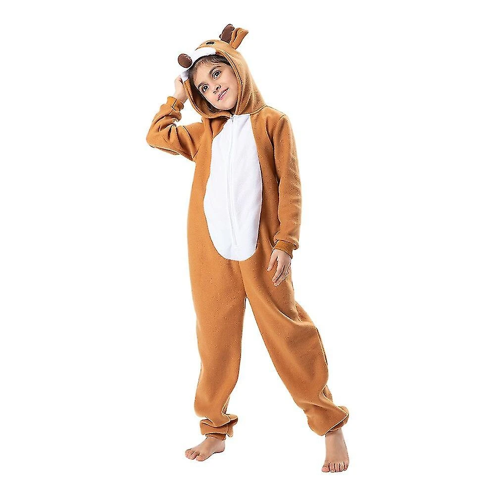 Christmas Children's Elk One-piece PajamasReindeer Costumes For Christmas Party Activities M 2 Christmas Children's Elk One-piece PajamasReindeer Costumes For Christmas Party Activities M - Billede 2