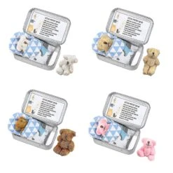 Pocket Hug Tiny Teddy Handmade Bear In A Tin Box Cute Plush Toy Christmas Gifts White